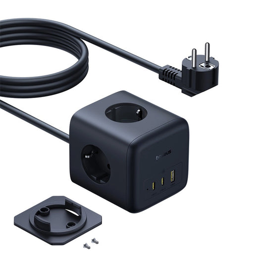 Baseus EnerFill FA11 67W Power Strip, USB-A + USB-C Cube + 3 x EU Socket 1.5m - Black_0