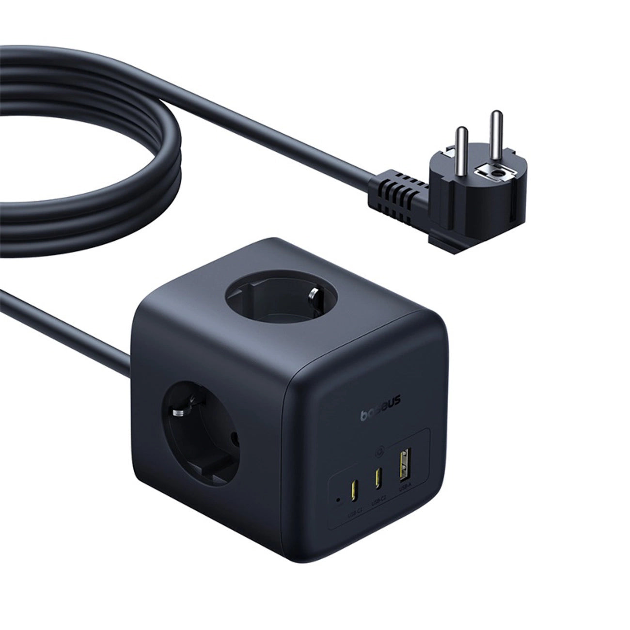 Baseus EnerFill FA11 67W Power Strip, USB-A + USB-C Cube + 3 x EU Socket 1.5m - Black_1
