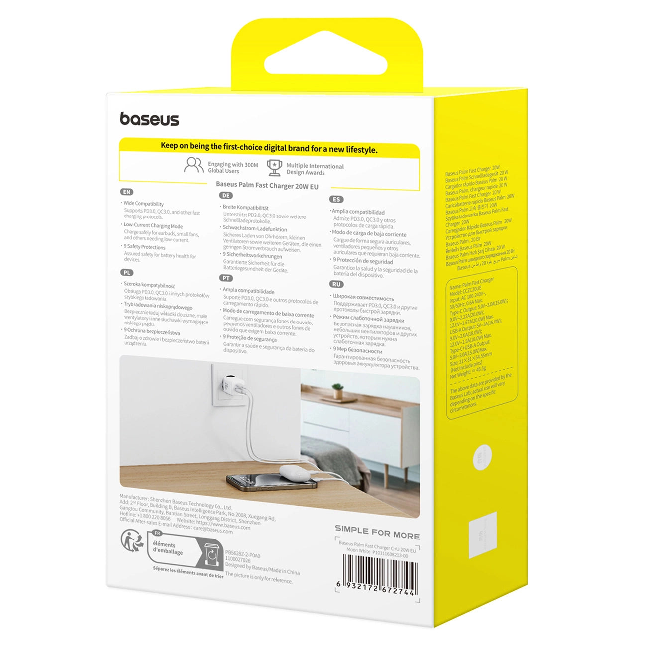 Baseus Palm 20W USB-C USB-A Wall Charger - White_6