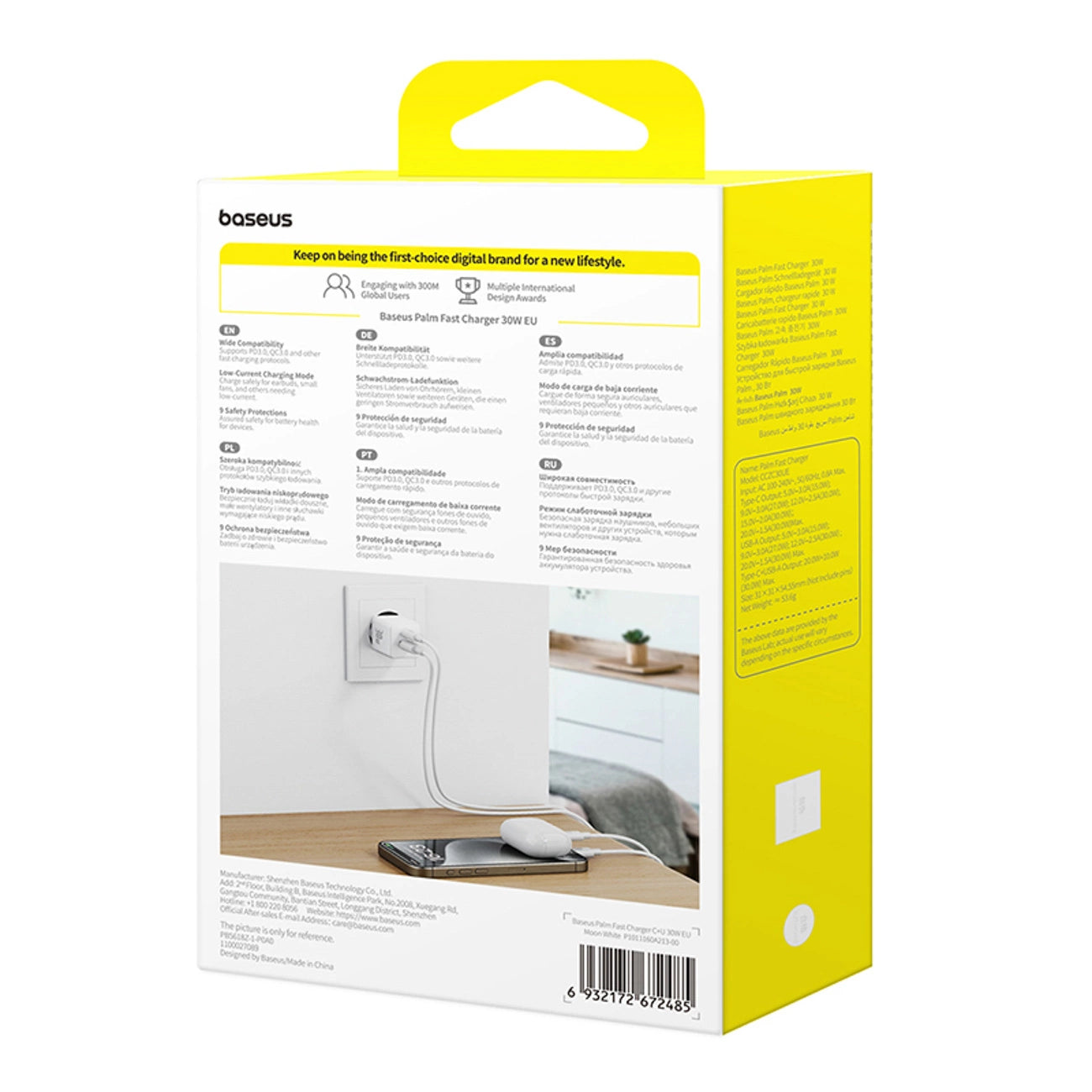 Baseus Palm 30W USB-C USB-A Wall Charger - White_6