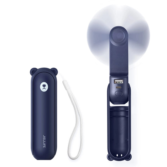 Jisulife Handheld Fan Life8 Mini Portable USB Fan with Power Bank and Flashlight - Blue_0