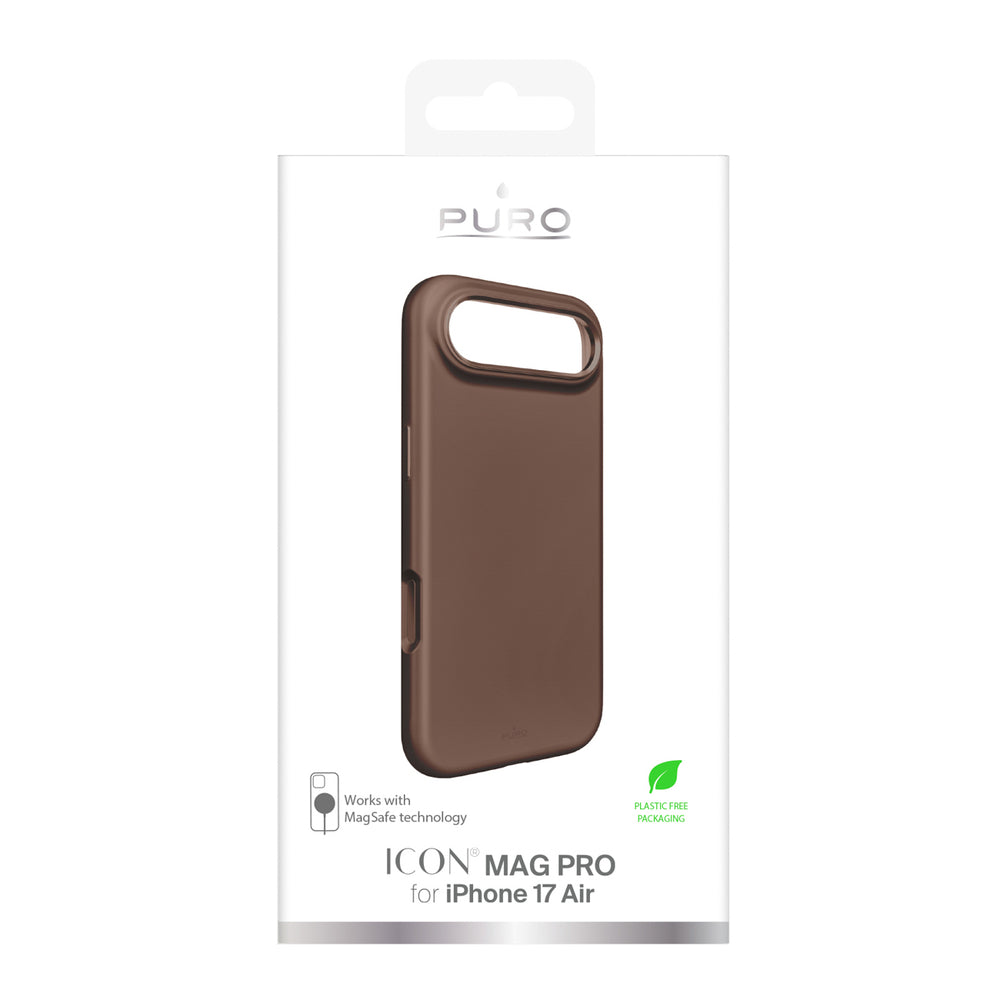 Pure Icon Mag Pro Liquid Silicone Case for iPhone 17 Air, MagSafe Compatible, with Camera Protection and Aluminum Buttons - Brown_1