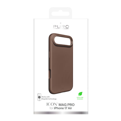 Pure Icon Mag Pro Liquid Silicone Case for iPhone 17 Air, MagSafe Compatible, with Camera Protection and Aluminum Buttons - Brown_1