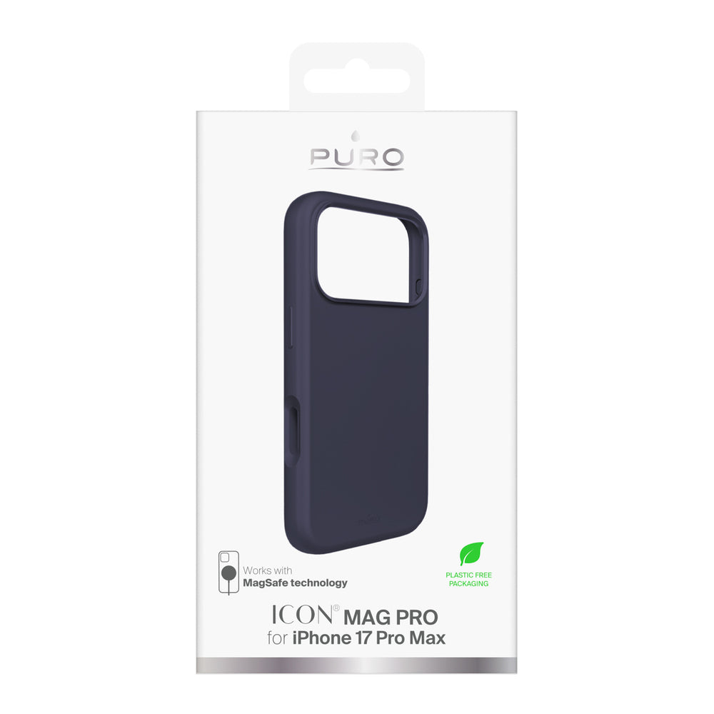 Pure Icon Mag Pro Liquid Silicone Case for iPhone 17 Pro Max, MagSafe Compatible, with Camera Protection and Aluminum Buttons - Dark Blue_1