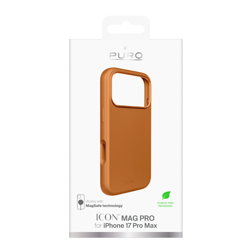 Pure Icon Mag Pro Liquid Silicone Case for iPhone 17 Pro Max, MagSafe Compatible, with Camera Protection and Aluminum Buttons - Orange_1