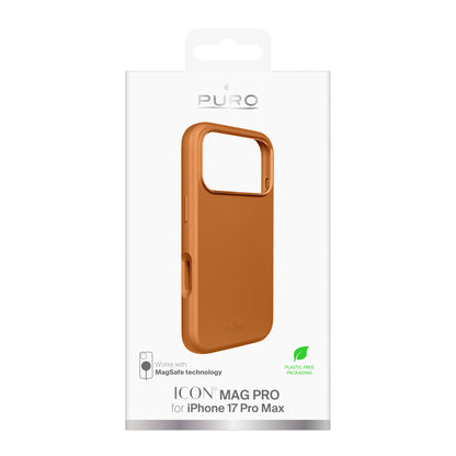 Pure Icon Mag Pro Liquid Silicone Case for iPhone 17 Pro Max, MagSafe Compatible, with Camera Protection and Aluminum Buttons - Orange_1