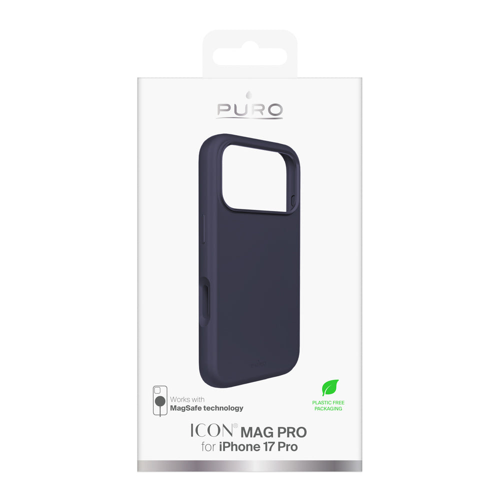 Pure Icon Mag Pro Liquid Silicone Case for iPhone 17 Pro, MagSafe Compatible, with Camera Protection and Aluminum Buttons - Dark Blue_1