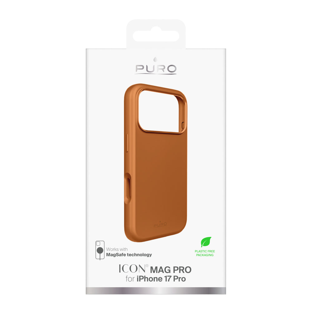 Pure Icon Mag Pro Liquid Silicone Case for iPhone 17 Pro, MagSafe Compatible, with Camera Protection and Aluminum Buttons - Orange_1