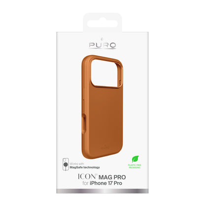 Pure Icon Mag Pro Liquid Silicone Case for iPhone 17 Pro, MagSafe Compatible, with Camera Protection and Aluminum Buttons - Orange_1