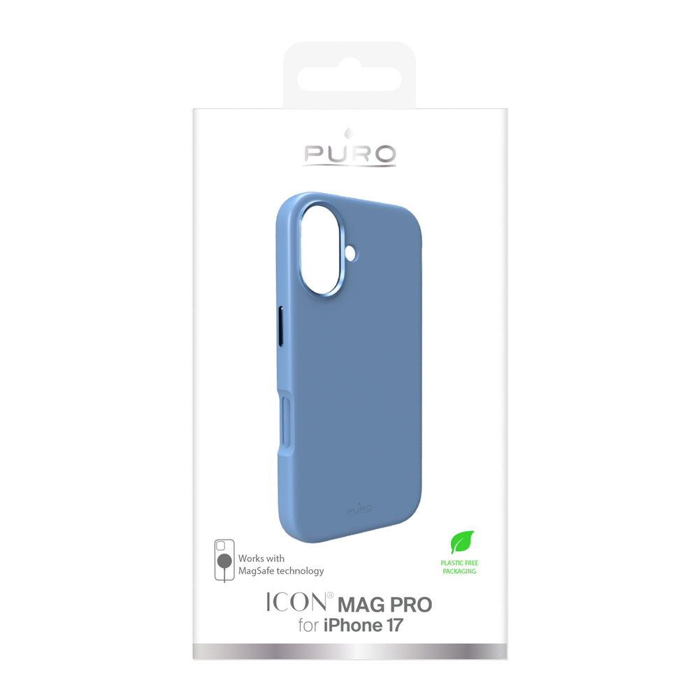 Pure Icon Mag Pro Liquid Silicone Case for iPhone 17, MagSafe Compatible, with Camera Protection and Aluminum Buttons - Blue_1
