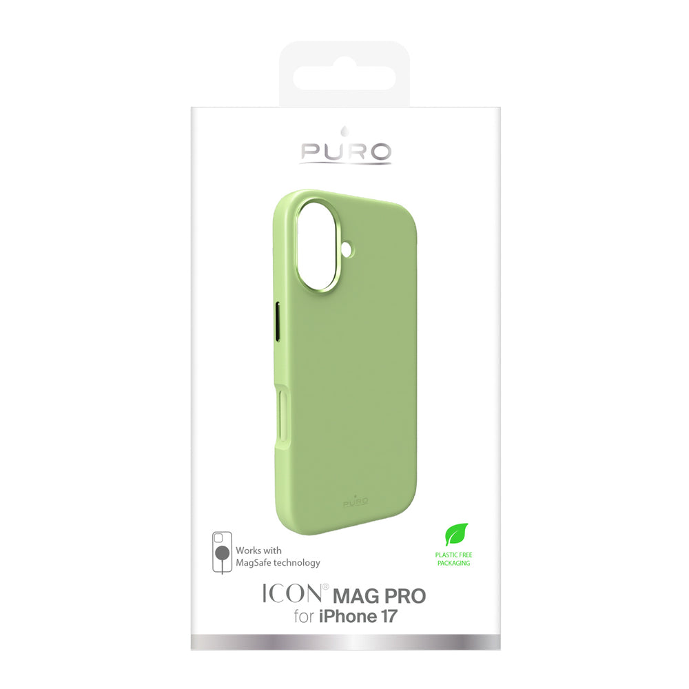 Pure Icon Mag Pro Liquid Silicone Case for iPhone 17, MagSafe Compatible, with Camera Protection and Aluminum Buttons - Green_1