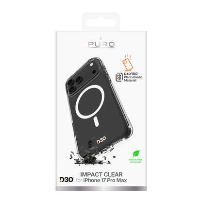 Puro Impact Clear D3O TPU+PC Case Compatible with MagSafe for iPhone 17 Pro Max - Transparent_1