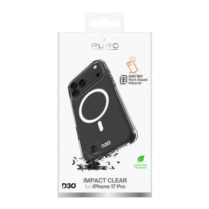 Puro Impact Clear D3O TPU+PC Case Compatible with MagSafe for iPhone 17 Pro - Transparent_1