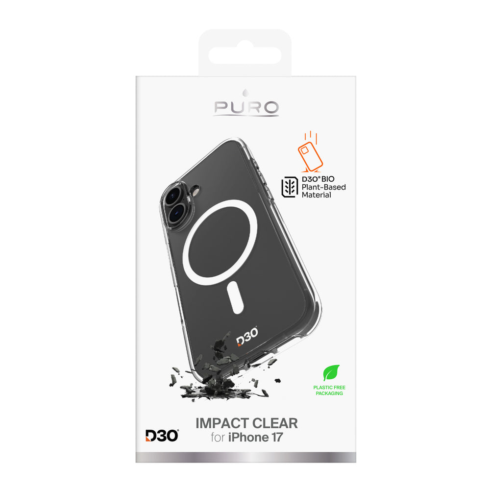 Puro Impact Clear D3O TPU+PC MagSafe Compatible Case for iPhone 17 - Transparent_1