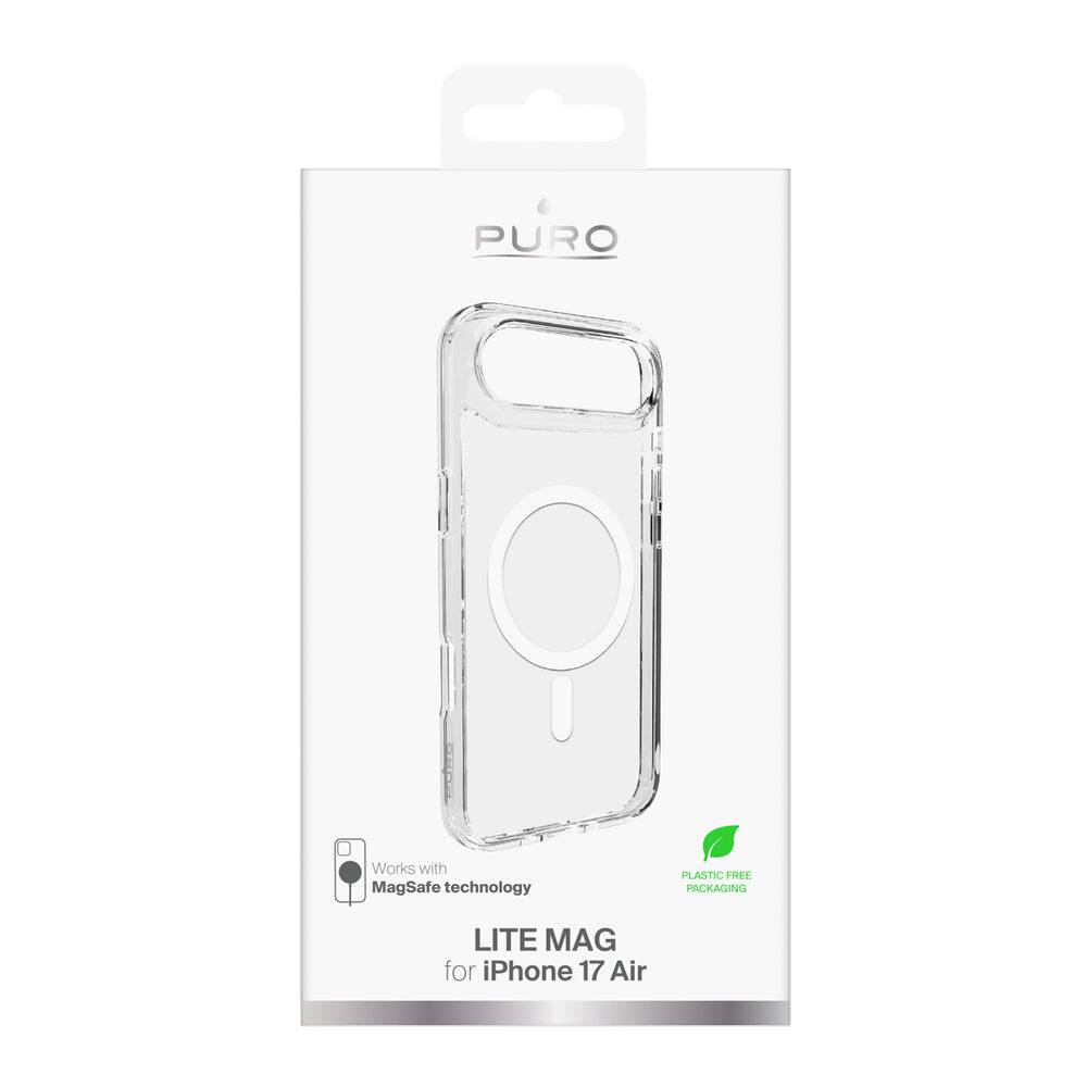 Puro Lite Mag TPU+PC Case Compatible with MagSafe for iPhone 17 Air - Transparent with White Ring_1