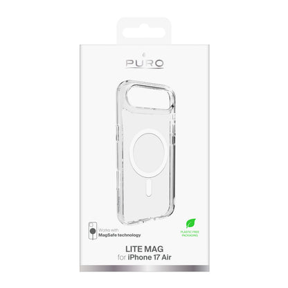 Puro Lite Mag TPU+PC Case Compatible with MagSafe for iPhone 17 Air - Transparent with White Ring_1