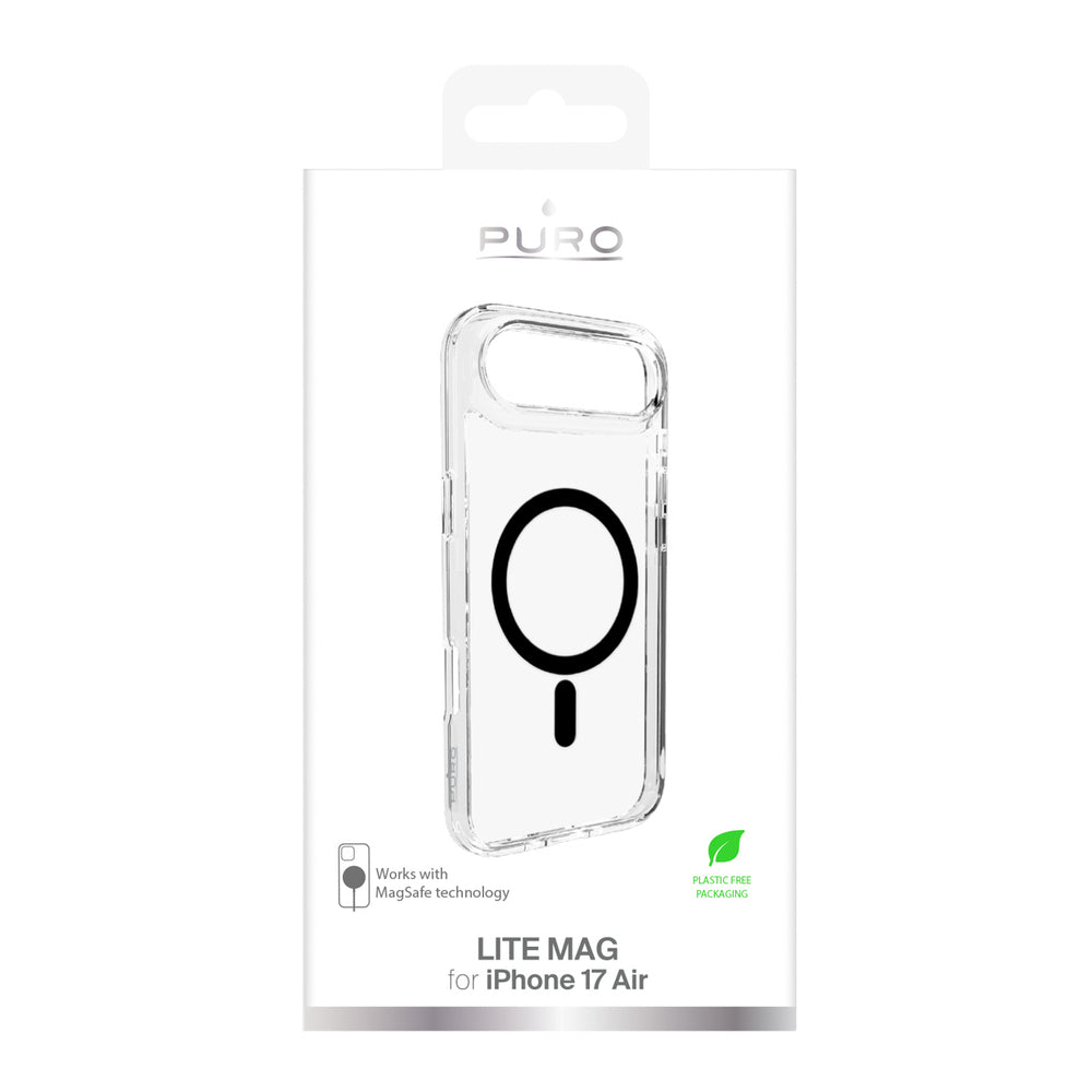 Puro Lite Mag TPU+PC Case Compatible with MagSafe for iPhone 17 Air - Transparent with Black Ring_1