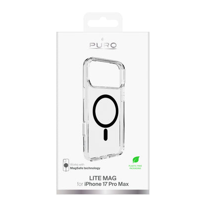 Puro Lite Mag TPU+PC Case Compatible with MagSafe for iPhone 17 Pro Max - Transparent with Black Ring_1