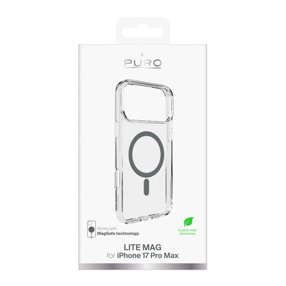 Puro Lite Mag TPU+PC Case Compatible with MagSafe for iPhone 17 Pro Max - Transparent with Gray Ring_1