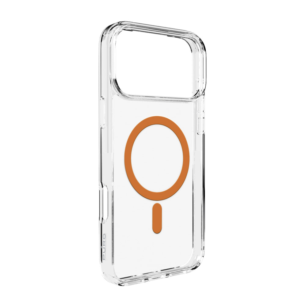 Puro Lite Mag TPU+PC Case Compatible with MagSafe for iPhone 17 Pro Max - Transparent with Orange Ring_0