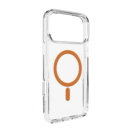 Puro Lite Mag TPU+PC Case Compatible with MagSafe for iPhone 17 Pro Max - Transparent with Orange Ring_0