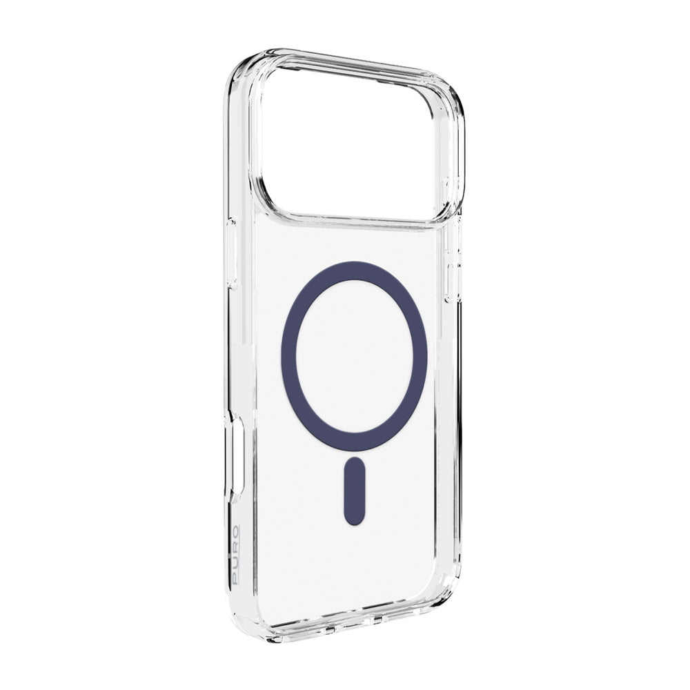 Puro Lite Mag TPU+PC Case Compatible with MagSafe for iPhone 17 Pro - Transparent with Blue Ring_0