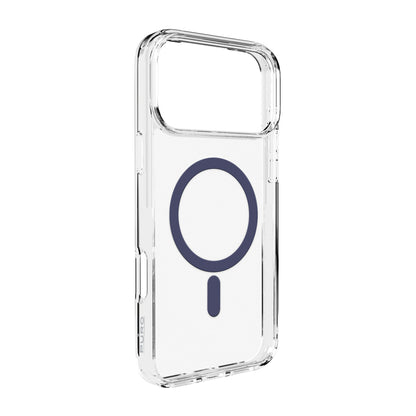 Puro Lite Mag TPU+PC Case Compatible with MagSafe for iPhone 17 Pro - Transparent with Blue Ring_0