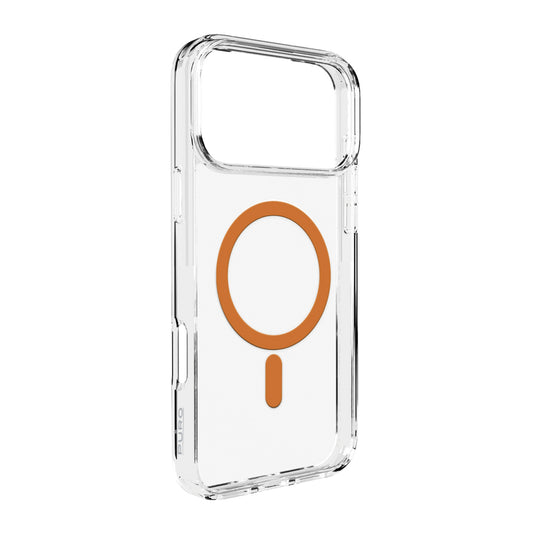 Puro Lite Mag TPU+PC Case Compatible with MagSafe for iPhone 17 Pro - Transparent with Orange Ring_0