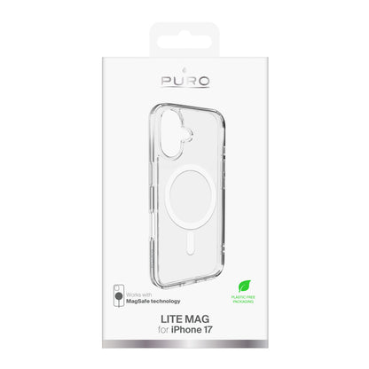 Puro Lite Mag TPU+PC Case Compatible with MagSafe for iPhone 17 - Transparent with White Ring_1