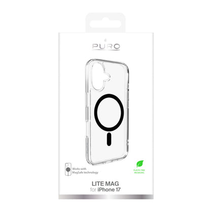 Puro Lite Mag TPU+PC Case Compatible with MagSafe for iPhone 17 - Transparent with Black Ring_1