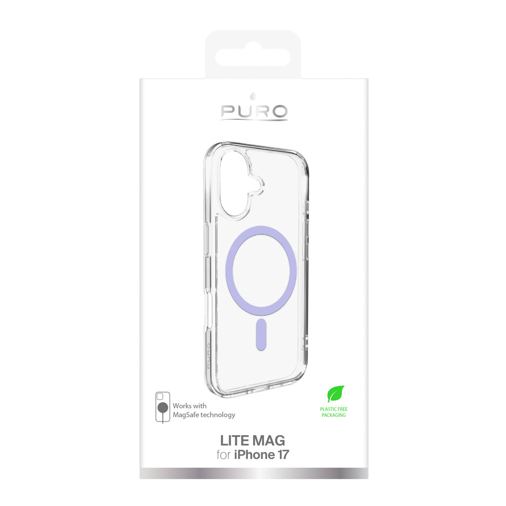 Puro Lite Mag TPU+PC Case Compatible with MagSafe for iPhone 17 - Transparent with Pink Ring_1
