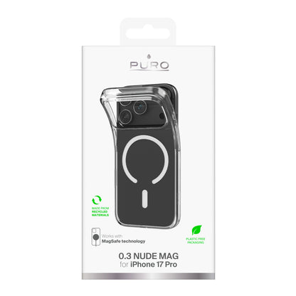 Puro 0.3 MAG Ultra-Slim TPU Case Compatible with MagSafe for iPhone 17 Pro - Transparent_2