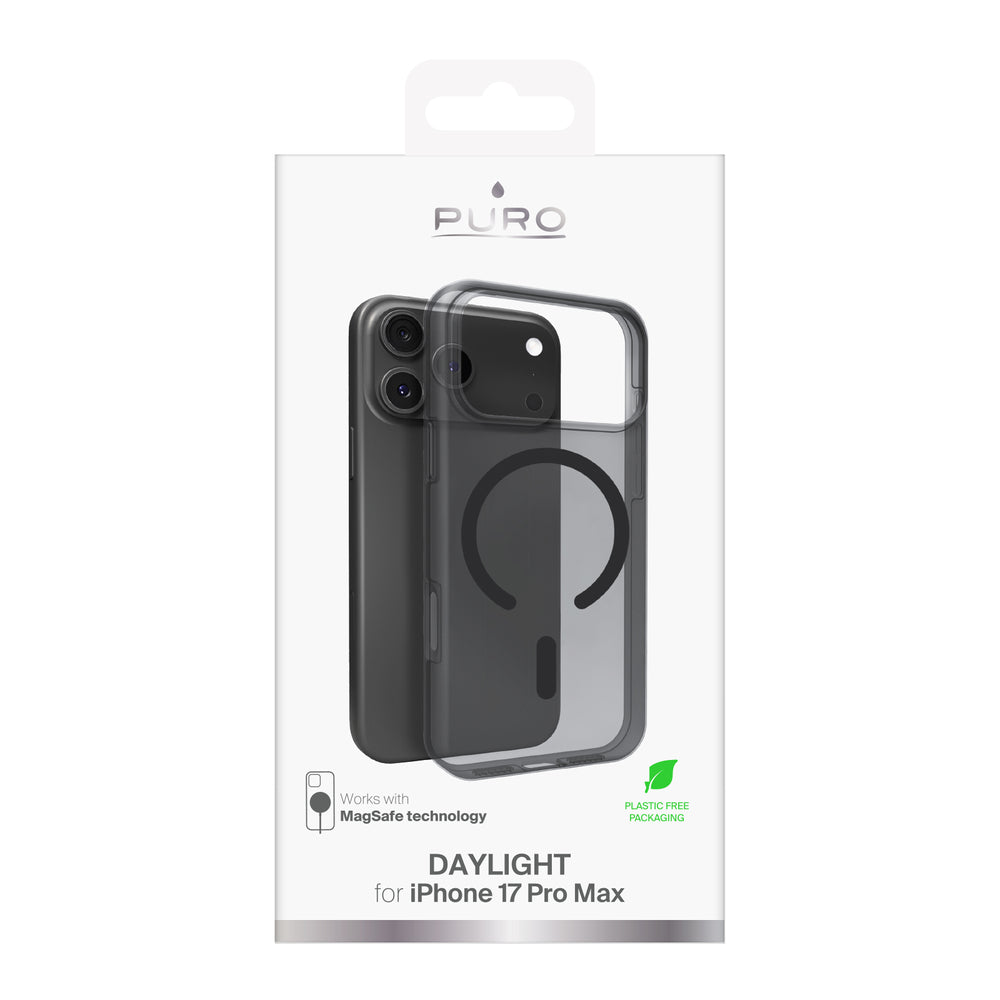 Puro Daylight Magsafe Compatible Silicone Case for iPhone 17 Pro Max - Translucent Black_1