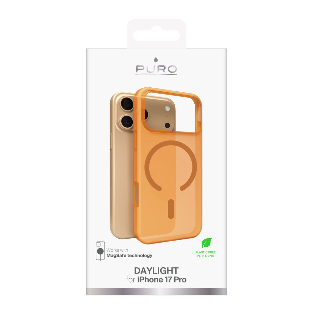 Puro Daylight Magsafe Compatible Silicone Case for iPhone 17 Pro - Translucent Orange_1
