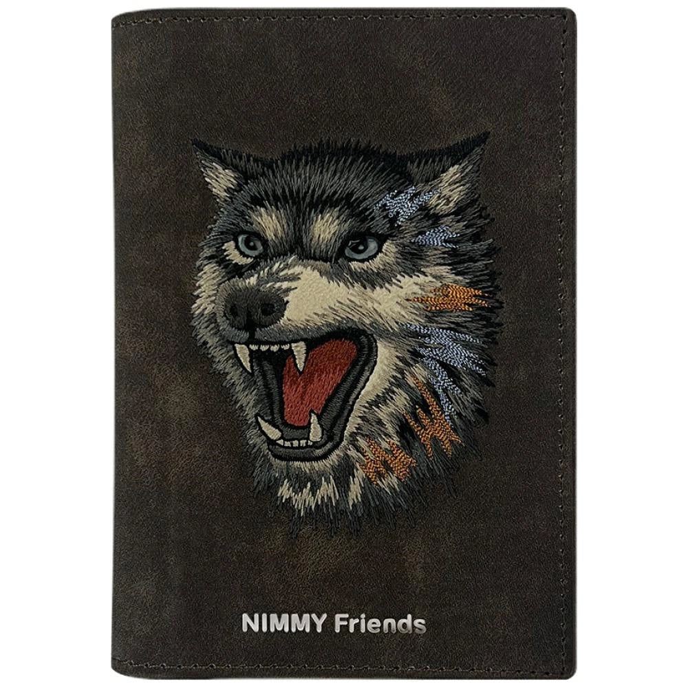 Nimmy Raptor Wolf Passport/Wallet Case - Brown_0