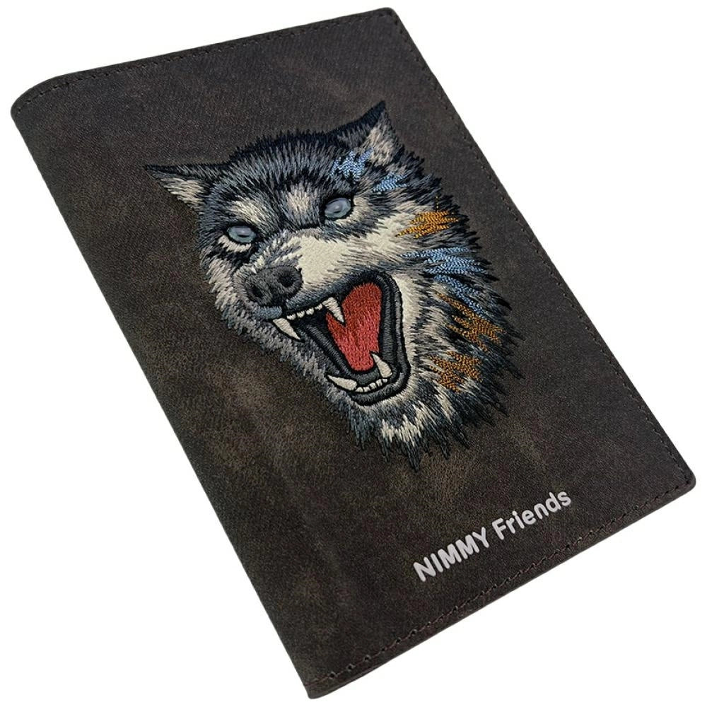 Nimmy Raptor Wolf Passport/Wallet Case - Brown_4