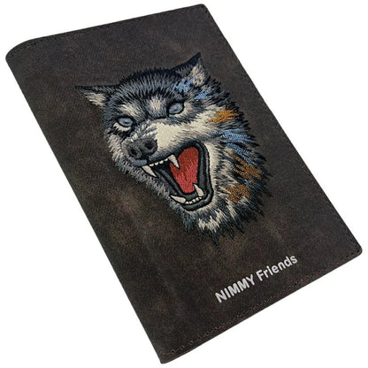 Nimmy Raptor Wolf Passport/Wallet Case - Brown_4