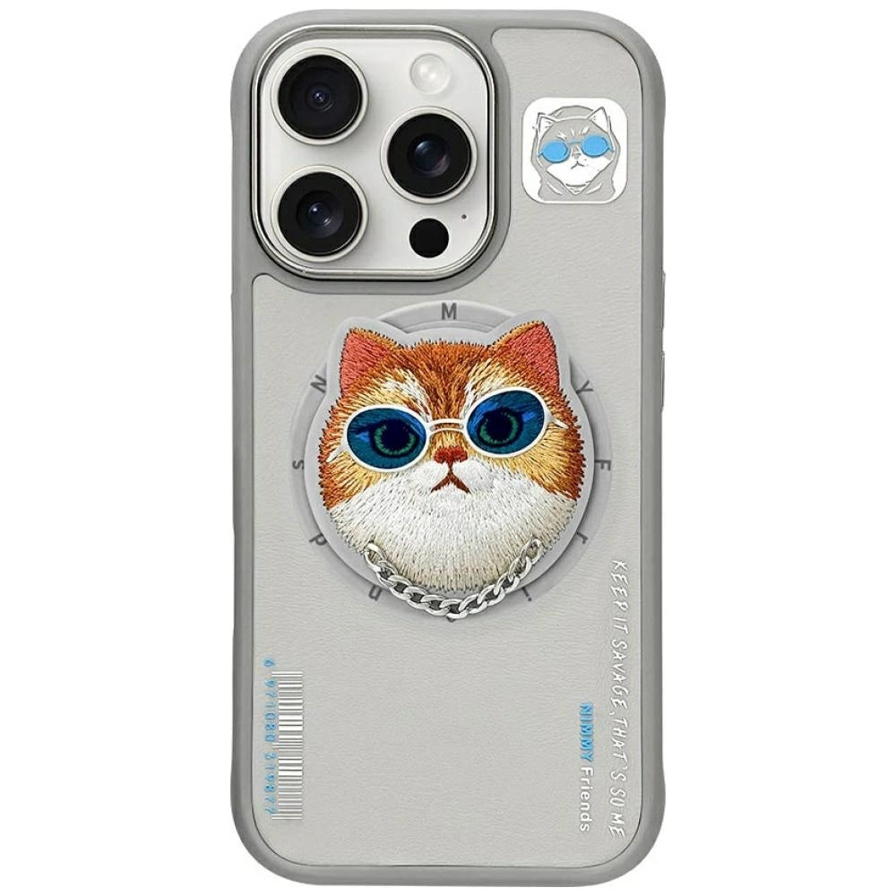 Nimmy Glasses Cool Cat MagSafe Case for iPhone 16 Pro Max - Gray_0