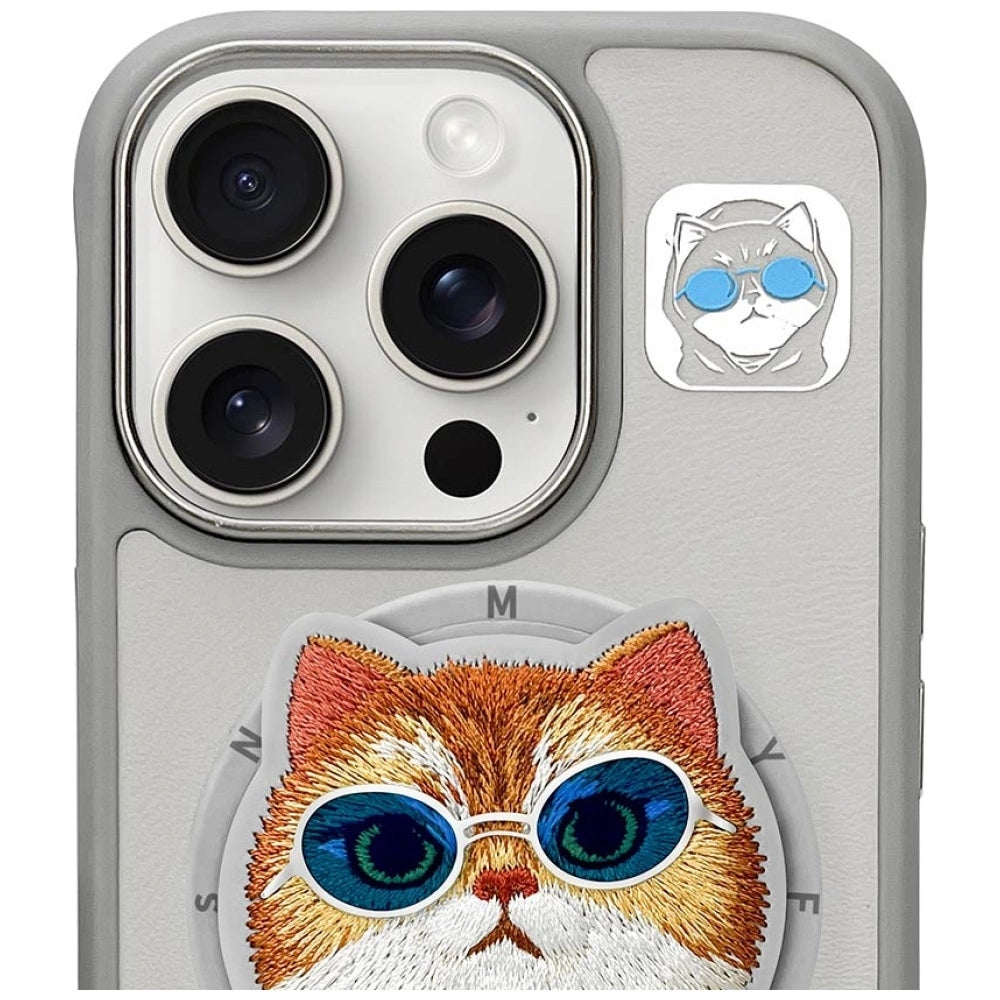 Nimmy Glasses Cool Cat MagSafe Case for iPhone 16 Pro - Gray_1