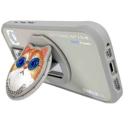 Nimmy Glasses Cool Cat MagSafe Case for iPhone 16 Pro - Gray_4