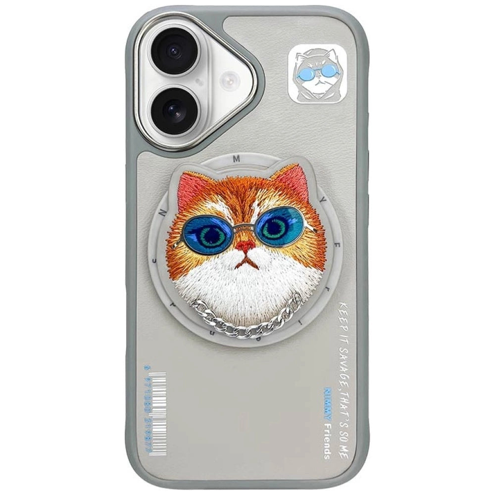 Nimmy Glasses Cool Cat MagSafe Case for iPhone 16 - Gray_0
