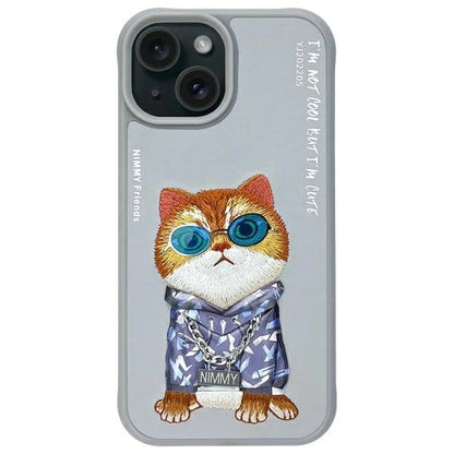 Nimmy Glasses Cool Cat iPhone 15 Case - Gray_0