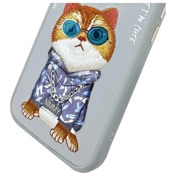 Nimmy Glasses Cool Cat iPhone 15 Case - Gray_9