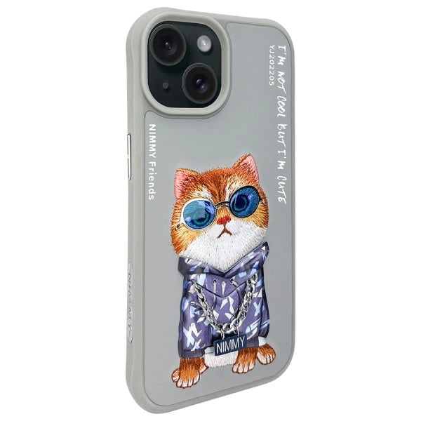 Nimmy Glasses Cool Cat iPhone 15 Case - Gray_1