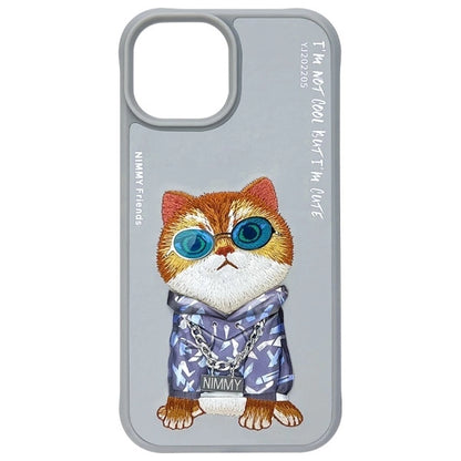 Nimmy Glasses Cool Cat iPhone 15 Case - Gray_3