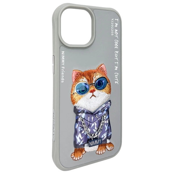 Nimmy Glasses Cool Cat iPhone 15 Case - Gray_6
