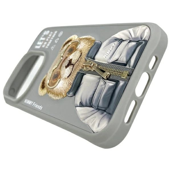 Nimmy Cool&amp;Cute 2.0 Bear Case for iPhone 15 Pro - Gray_6
