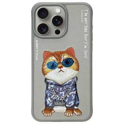 Nimmy Glasses Cool Cat Case for iPhone 15 Pro - Gray_0