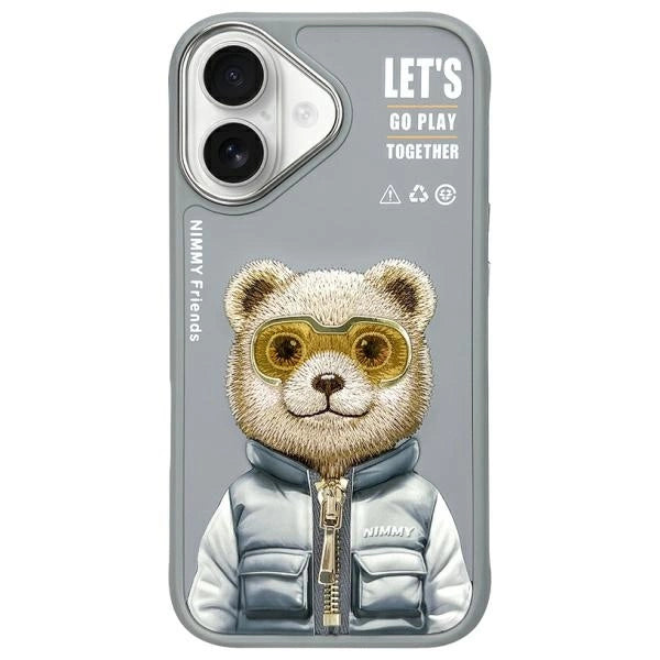 Nimmy Cool&amp;Cute 2.0 Bear Case for iPhone 16 - Gray_0
