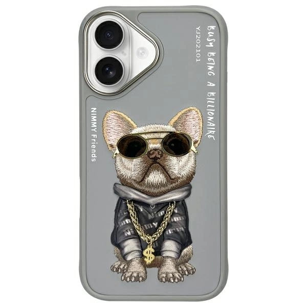 Nimmy Glasses Cool Dog iPhone 16 Case - Gray_0